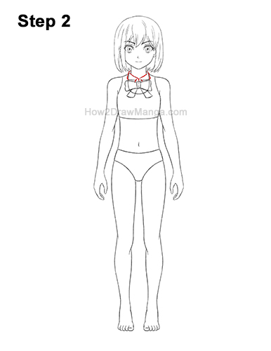 How to Draw a Manga Anime Girl Full Body Front School Uniform Seifuku 2