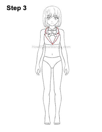 How to Draw a Manga Anime Girl Full Body Front School Uniform Seifuku 3