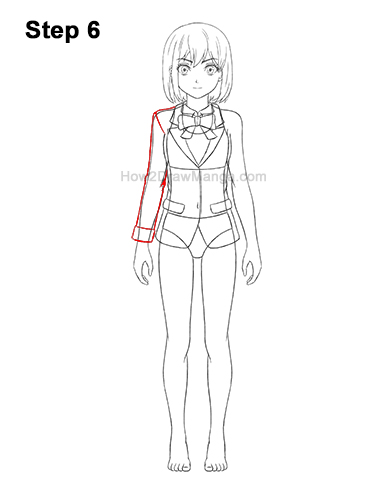 How to Draw a Manga Anime Girl Full Body Front School Uniform Seifuku 6