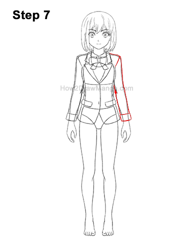 How to Draw a Manga Anime Girl Full Body Front School Uniform Seifuku 7