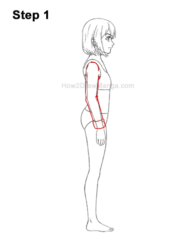How to Draw a Manga Anime Girl Full Body Side View School Uniform Seifuku 1
