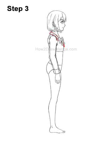 How to Draw a Manga Anime Girl Full Body Side View School Uniform Seifuku 3