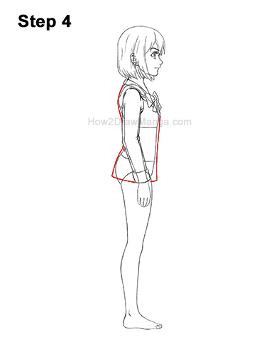 How to Draw a Manga Anime Girl Full Body Side View School Uniform Seifuku 4