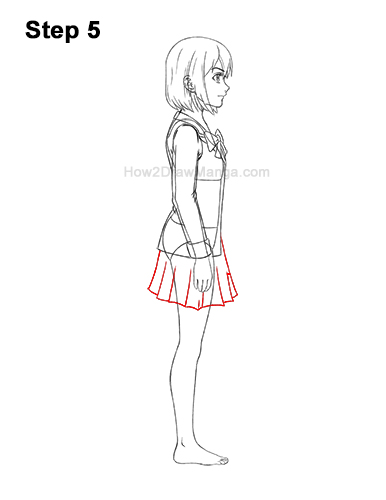 How to Draw a Manga Anime Girl Full Body Side View School Uniform Seifuku 5