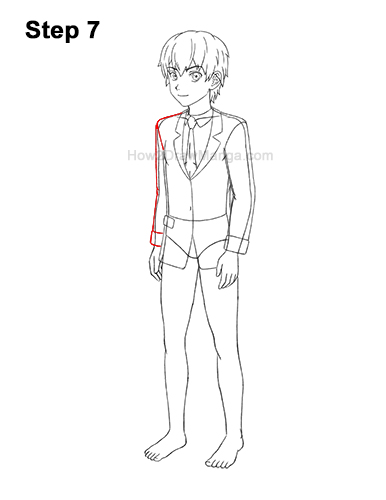 How to Draw a Manga Anime Boy Full Body Three Quarter 3/4 View School Uniform Seifuku 7